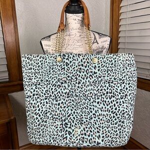 Juicy Couture | Teal Leopard Print Y2k Large Tote Bag